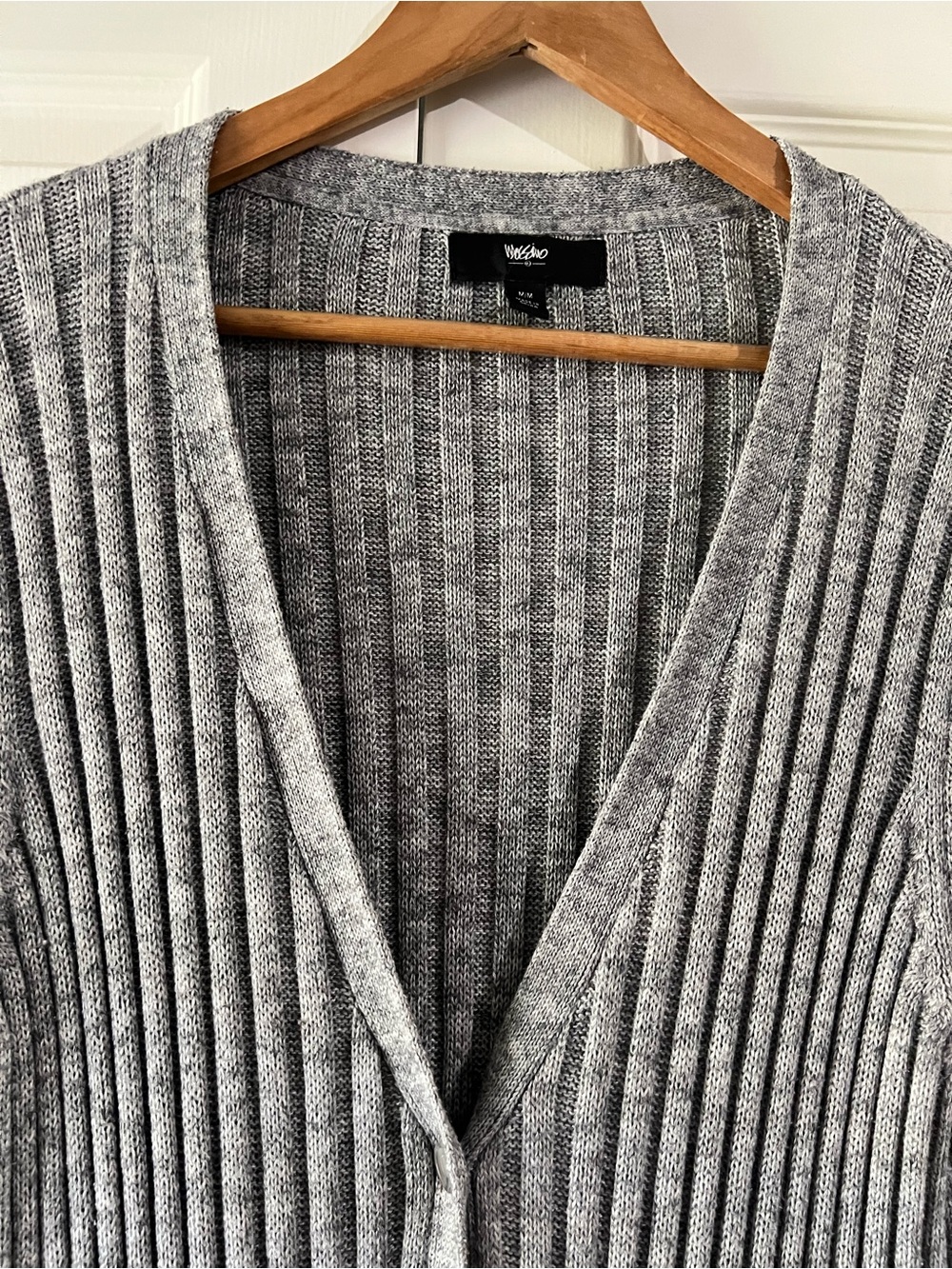 Massimo Gray Ribbed Button-Front Cardigan - Picture 2 of 5